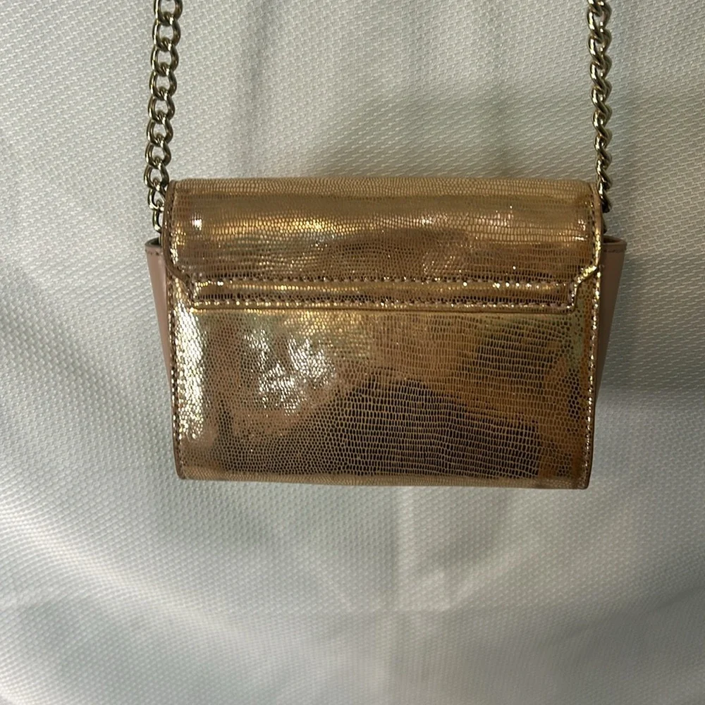 Kate Spade New York Rose Gold Metallic Mini Purse bow Crossbody glam feminine